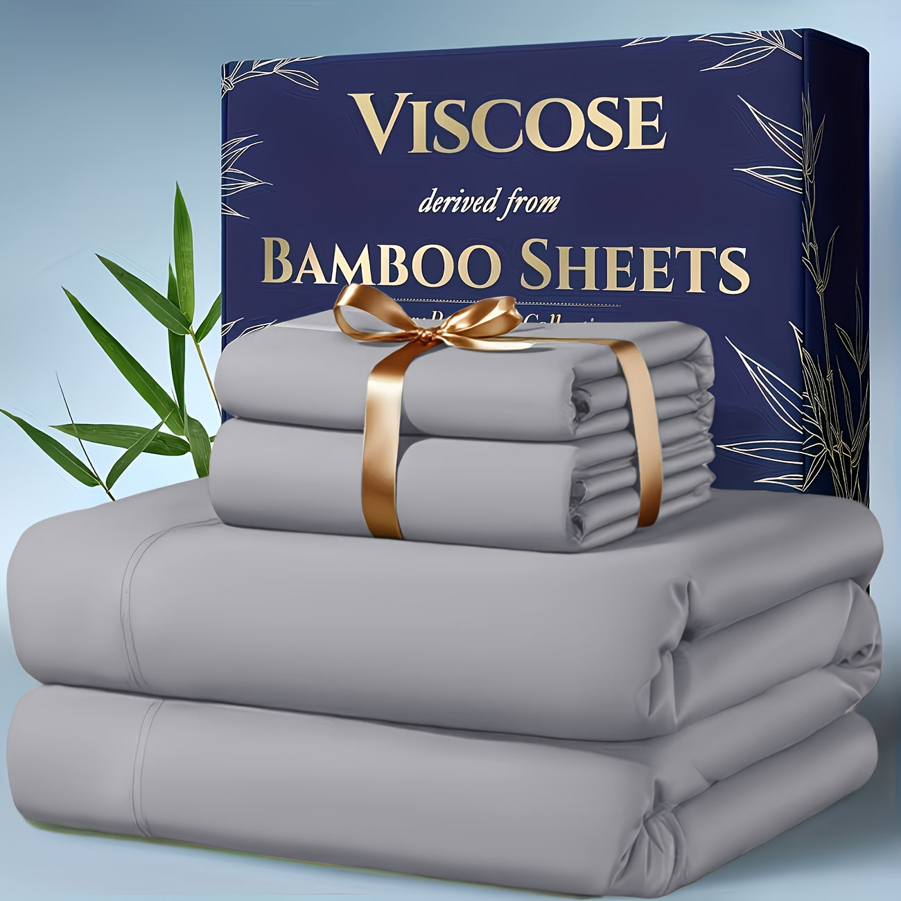 Bamboo Cooling Bedding - Extra Deep Pocket Breathable And Cooling - Suitable for Hot Sleepers And Sweats, Pillowcases, Flat Sheet And Fitted Sheet - A Perfect Gift for Family, Twin, Full, Queen And King Sizes, Next Day Delivery