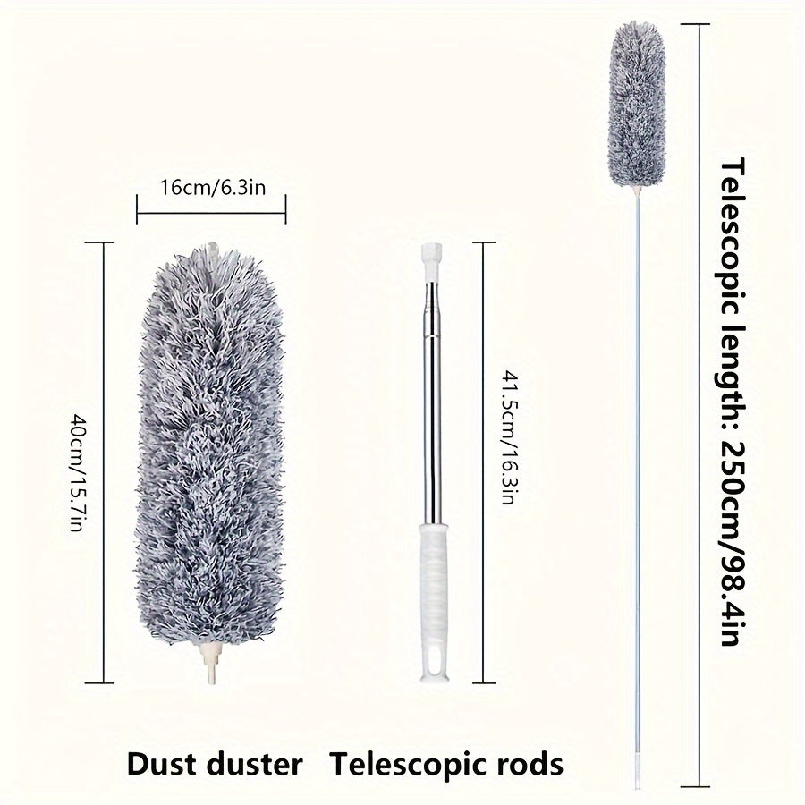 Extendable Microfiber Duster with Bendable Head – Washable & Reusable Dusting Brush for High Ceilings, Ceiling Fans, Furniture & Cars, Adjustable Cleaning Tool for Home
