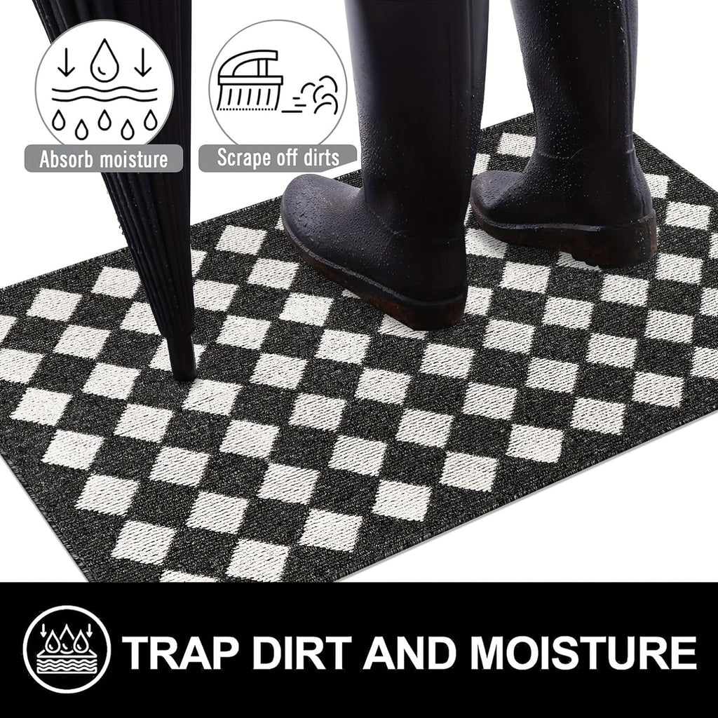 Non-Slip Absorbent Indoor Doormat for The Entryway, Designed to Resist Dirt. This Washable Welcome Mat Features a Low-Profile Design Suitable for Inside Use in Kitchens And Laundry Rooms, Available in Black