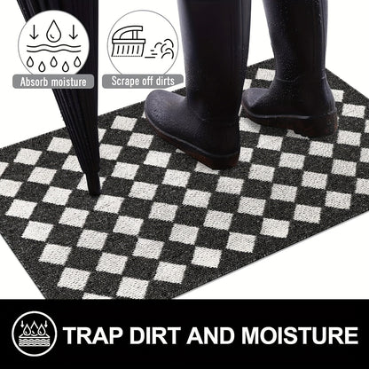 Absorbent Non-Slip Indoor Doormat – Washable Dirt-Resistant Welcome Mat, Low-Profile Design for Entryway, Kitchen & Laundry Room – Black Floor Mat for Home