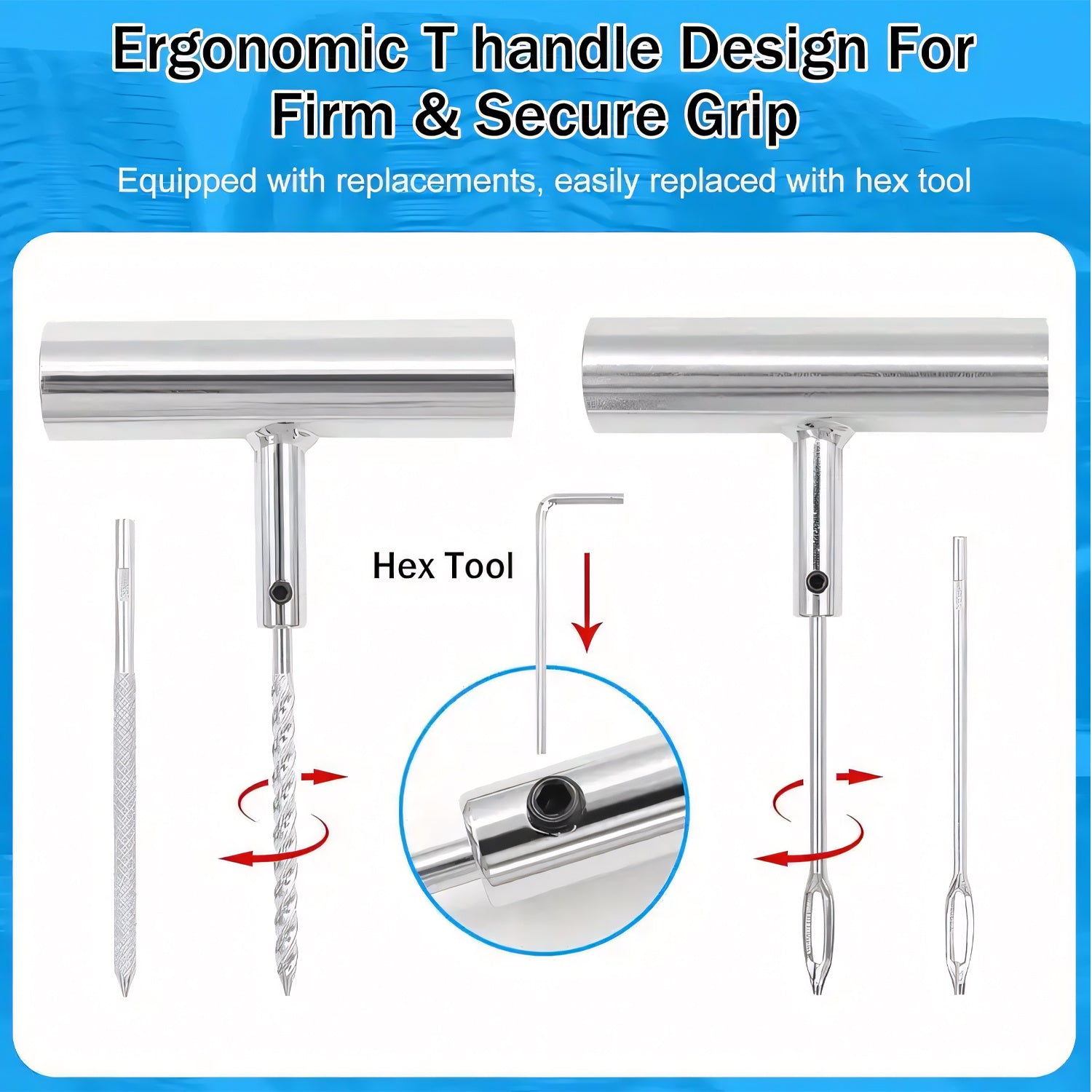 Tire Repair Tool Set Kit, Heavy duty Puncture Plug and Patch Tools Set with Reamer, Insertion Tools, Tire Plugs and Accessories for Car, Motorcycle, Truck, ATV, Tractor, RV, SUV, UTV and Trailer Flat