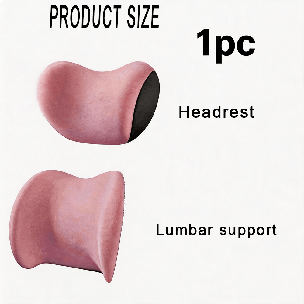Car Headrest & Lumbar Support Cushion Set – Ergonomic Foam, Breathable Mesh | Black, Grey, Pink, Blue, Brown