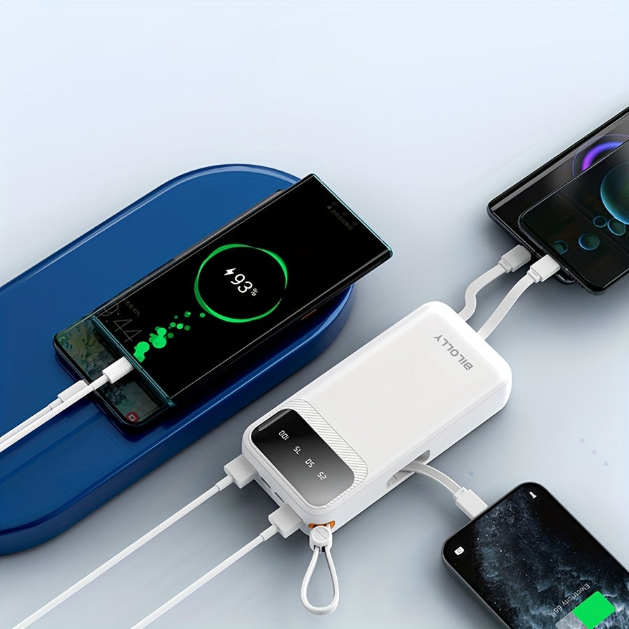 Portable 10000/20000Mah Mobile Power Bank with Built-In Charging Cable - Ultra-Thin Portable Charging Pack, 5V/2A Fast Charging Power Bank, LED Power Display, Suitable for Mobile Phones And Tablets, a Must-Have for Outdoor Travel