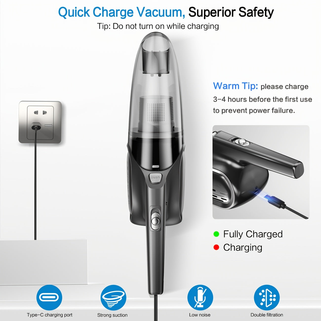 Handheld Vacuum Cleaner 6800PA Strong Suction 2000mAh Cordless, Low Noise, Multi-Attachment – Car Interior, Home & Pet Hair Cleaning, Pink Gift for Women & Girls