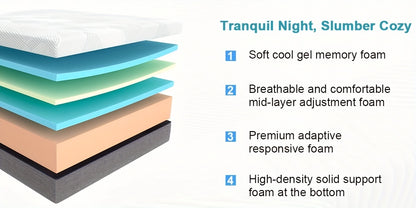 Gel Memory Foam Mattress in a Box Cooling Hypoallergenic 6 Inch 8 Inch Pressure Relief Medium Firm Twin Full Queen Size with Machine Washable Cover for Bedroom Guest Room Kids Room Dorm Apartment Canada