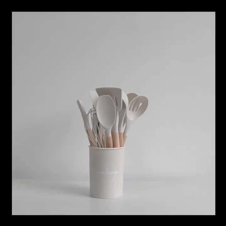 13pcs Set, 20pcs Set Kitchen Silicone Shovel Spoon Set, Suitable for Practical Combinations of Non Stick Pans, Including Spatulas, Clips, Spoons And Other Tools And Storage Racks, Suitable for Daily Cooking And Baking