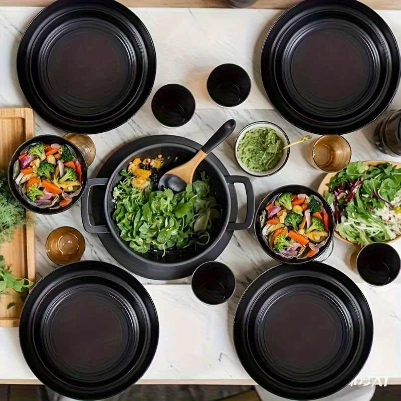 32/16pcs Wheat Straw Large Size Dinnerware Set, Kitchen Accessories, Unbreakable Modern Dish Set-Plate/Dessert Plate/Bowl/Cup, Dishwasher And Microwave Safe, Lightweight Tableware, Perfect Camping And Everyday Use, Gifts For Men