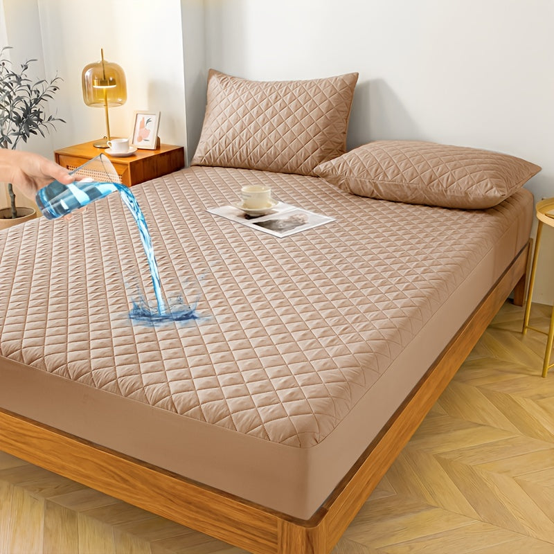 Waterproof Mattress Protector with Embossed Design – Non-Slip Thickened Cover, 21" Deep Pocket, Optional Pillowcase, Twin Full Queen King, 19 Colours