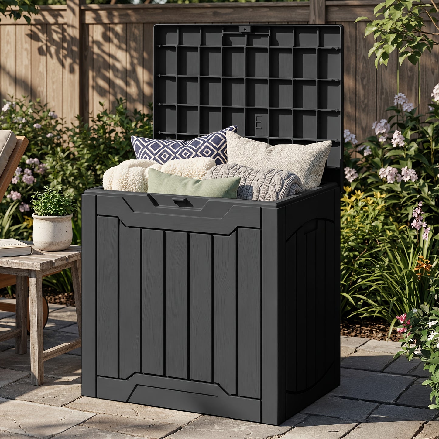 Outdoor Waterproof Resin Deck Box 51 80 150 180 Gallon - Weatherproof Patio Storage Box Bench and Table for Garden Tools Pool Supplies Patio Furniture Brown Black Canada