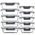 10-Pack Glass Food Storage Containers with Sealing Lids, Leak-Proof Meal Prep Containers with Lids, Dishwasher/Microwave/Fridge Safe
