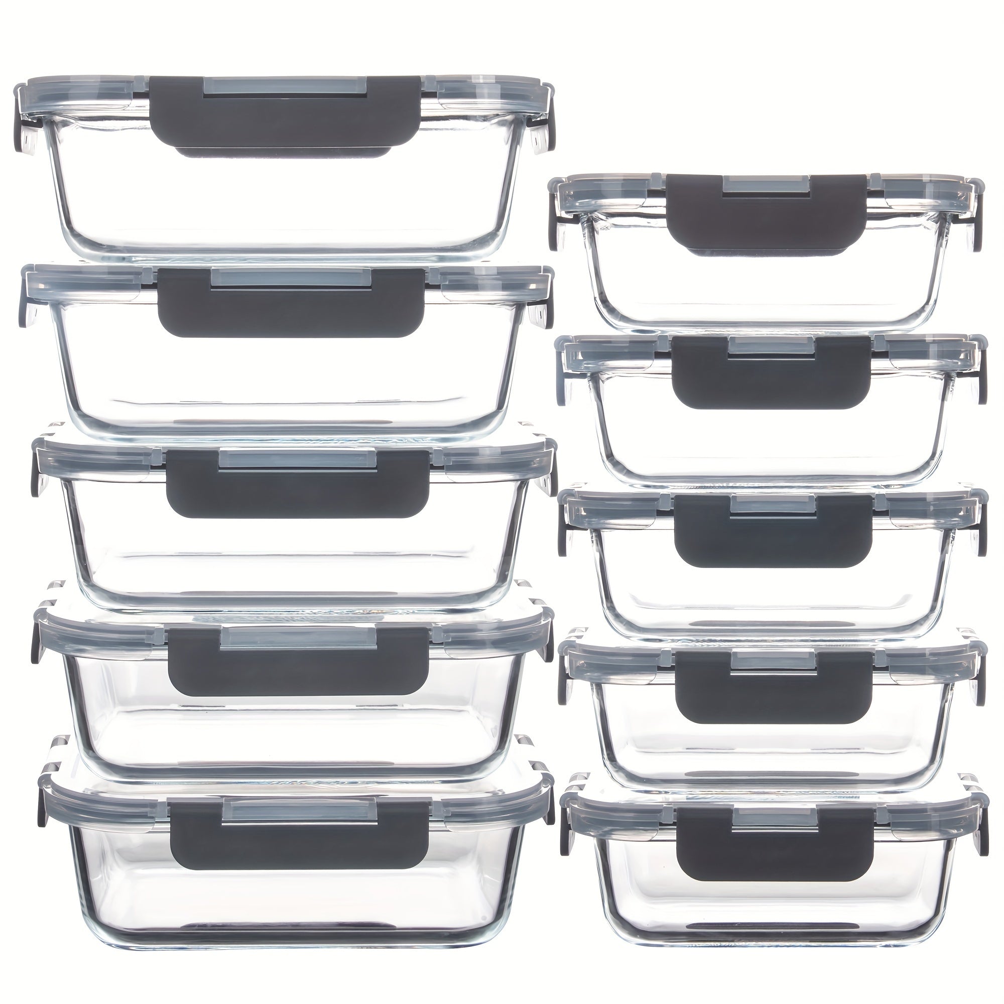 10-Pack Glass Food Storage Containers with Sealing Lids, Leak-Proof Meal Prep Containers with Lids, Dishwasher/Microwave/Fridge Safe
