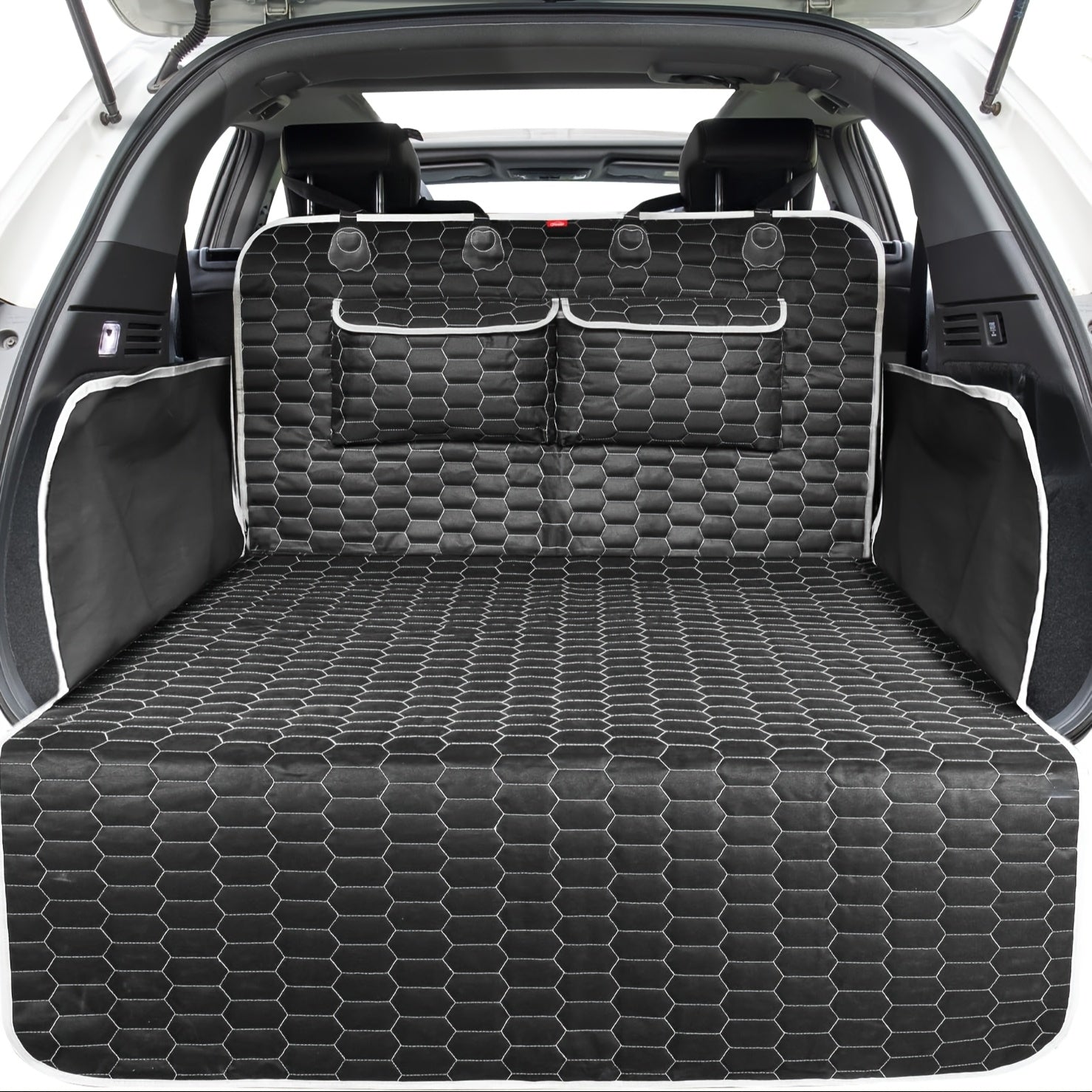 Waterproof Cargo Liner Trunk Cover for Dogs & Pets – Non-Slip Car Trunk Mat with Bumper Flap Protector & 2 Storage Pockets for Cars SUV Trucks