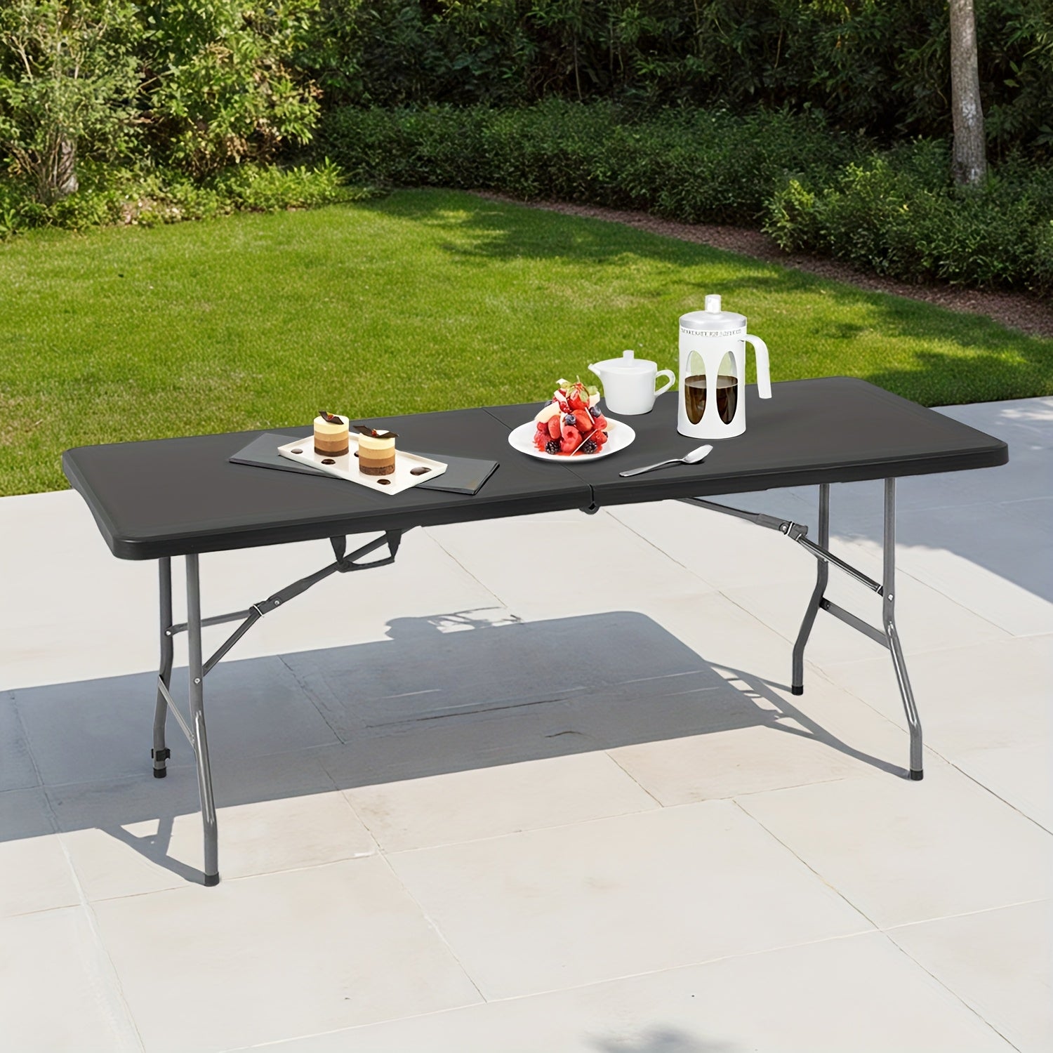 4ft/6ft Outdoor Folding Table, Camping Dining Tables Plastic Party Table Fold Up Table with Carrying Handle for Parties Picnic