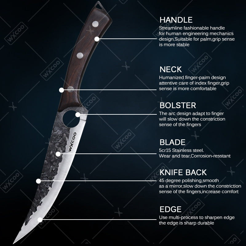 1pc Boning Knife with Knife Sheath Barbecue Knife Fruit Knife Sharp Kitchen Chef Knife Handmade Forged Knife Multipurpose Knife Peeling Knife Fruit Vegetable Fish Meat Cleaver Professional Cutting Knife Utility Knife for Cooking