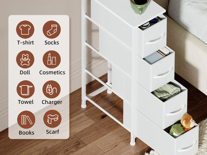 Narrow Dresser with 4 Drawers Slim Fabric Storage Chest – Removable Fabric Bins for Closet, Small Spaces, Bathroom, Bedroom & Laundry Room Organization