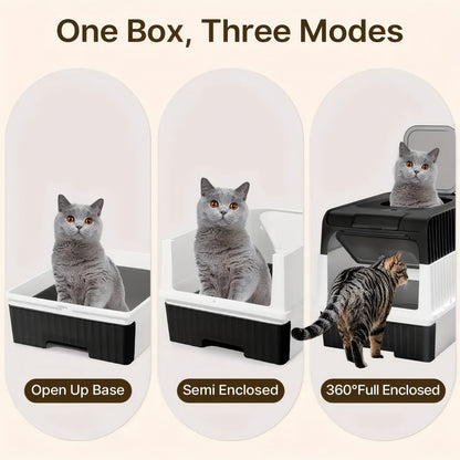 Extra Large Cat Litter Box with Pull-Out Drawer – Anti-Odor Leakproof Easy Clean Design, Comfortable Open Cat Toilet for Indoor Cats