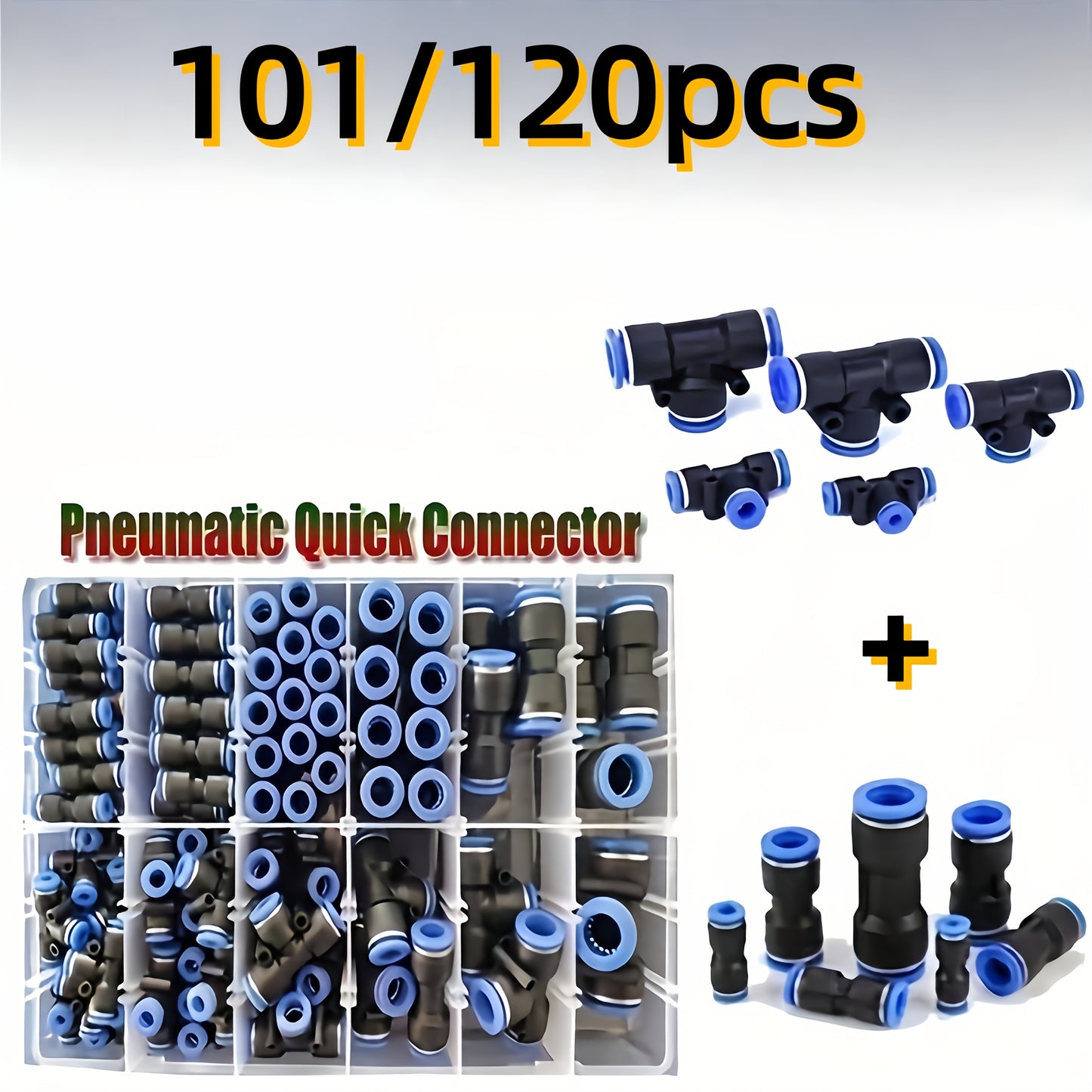Straight Push-In Pneumatic Fittings for PU & PE Air Tubing – Quick-Connect & Quick-Release Air Hose Couplings, 4/6/8/10/12/14/16mm Sizes for Air Compressor Lines, Workshop & DIY Projects
