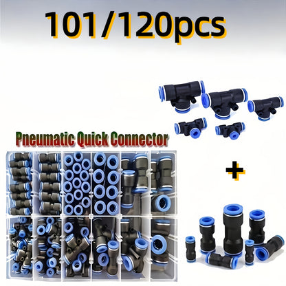 Straight Push-In Pneumatic Fittings for PU & PE Air Tubing – Quick-Connect & Quick-Release Air Hose Couplings, 4/6/8/10/12/14/16mm Sizes for Air Compressor Lines, Workshop & DIY Projects