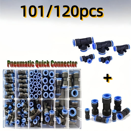 (PU+PE) 4/6/8/10/12/14/16Mm Pneumatic Quick-Connect Fittings, Straight Push-In Air Tube Connectors, Quick-Release Air Hose Couplings