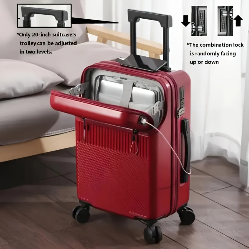 20" Multifunctional Carry-On Suitcase with USB Port & Cup Holder – ABS Spinner Wheels, TSA Lock, Wet/Dry Separation, Tablet Hook | Large Capacity Business Travel Luggage | 5 Colours | ShopVora CA
