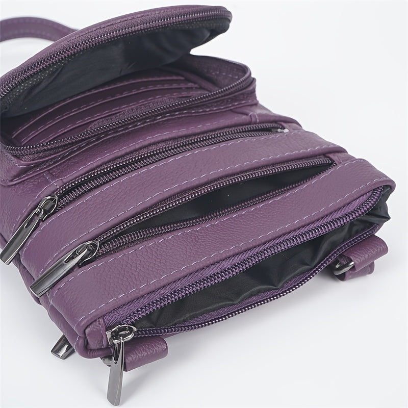 Genuine Leather Shoulder Bag, Adjustable Shoulder Strap Messenger Bag, Fashionable Handheld Design, Multifunctional Smartphone Storage Bag