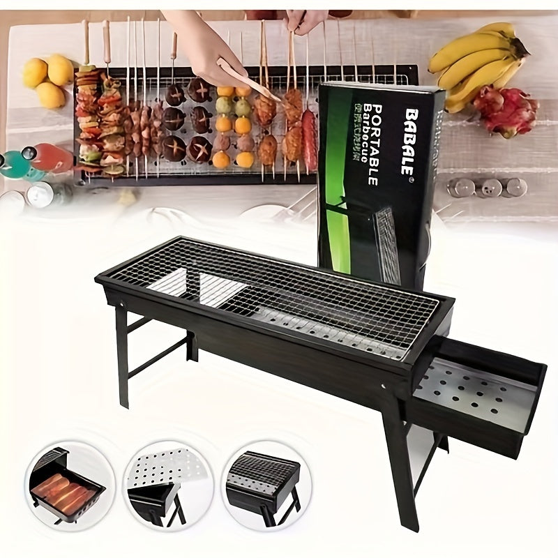 Charcoal Grill, Portable for Barbecue, Folding BBQ Grill, Small for Outdoor Camping Hiking Picnics Traveling 24''x13''x9''