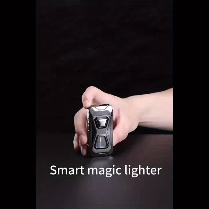 Voice-Controlled Windproof Butane Lighter with Dual Flame Modes, USB Rechargeable, Adjustable Airflow, Knocking Ignition - Ideal for Outdoor BBQ, DIY, Baking, Kitchen Use - Includes Gift Box (No Butane)