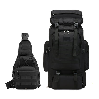 Tactical Hiking Backpack 2-Piece Set 80L Large Capacity with MOLLE System & Multiple Compartments – Camouflage Oxford Fabric Rucksack for Camping, Trekking & Outdoor Adventure | ShopVora CA