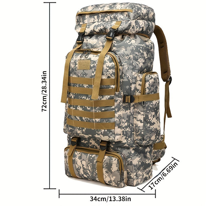 2pcs Set 21.13gal Large Capacity Multifunctional Camouflage Tactical Hiking Backpack with Multiple Compartments And MOLLE System for Outdoor Adventure, Camping, Trekking, And Travel - Durable Oxford Fabric Material, Adjustable Straps for Comfort