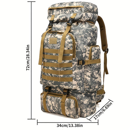 Tactical Hiking Backpack 2-Piece Set 80L Large Capacity with MOLLE System & Multiple Compartments – Camouflage Oxford Fabric Rucksack for Camping, Trekking & Outdoor Adventure | ShopVora CA