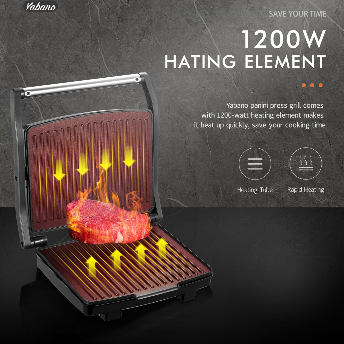 Panini Press Grill & Sandwich Maker 1200W - Non-Stick Electric Indoor Grill with Removable Drip Tray, 11x9 Inch Large Cooking Surface, Stainless Steel, Easy to Clean