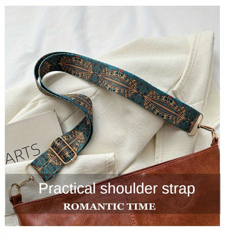1pc Bohemian Geometric Strap Hobo Bag, Large Capacity Ethnic Crossbody Bag, Women'S Retro Style Shoulder Bag for Best Birthday Gifts, Christmas And Valentine'S Day Gifts