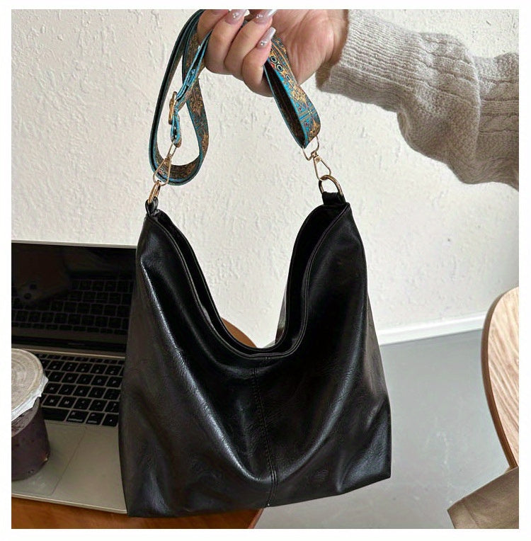 1pc Bohemian Geometric Strap Hobo Bag, Large Capacity Ethnic Crossbody Bag, Women'S Retro Style Shoulder Bag for Best Birthday Gifts, Christmas And Valentine'S Day Gifts