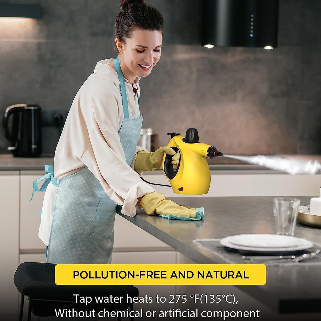 Handheld Steam Cleaner, Portable Pressurized Multi-Surface Steamer with 12pcs Accessory, Multi-Purpose Steam Cleaner for Floor, Windows, Upholstery, Kitchen, Couch, Car Seats