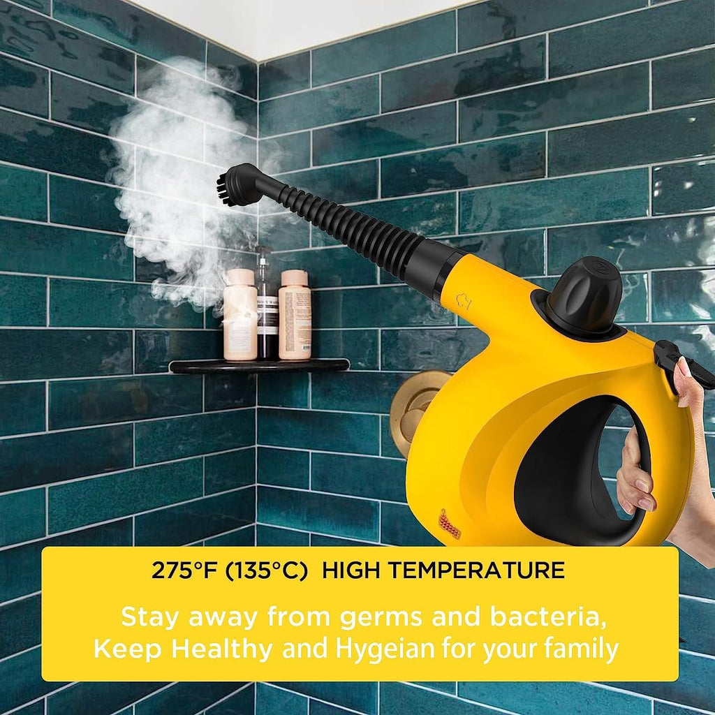 Handheld Steam Cleaner, Portable Pressurized Multi-Surface Steamer with 12pcs Accessory, Multi-Purpose Steam Cleaner for Floor, Windows, Upholstery, Kitchen, Couch, Car Seats