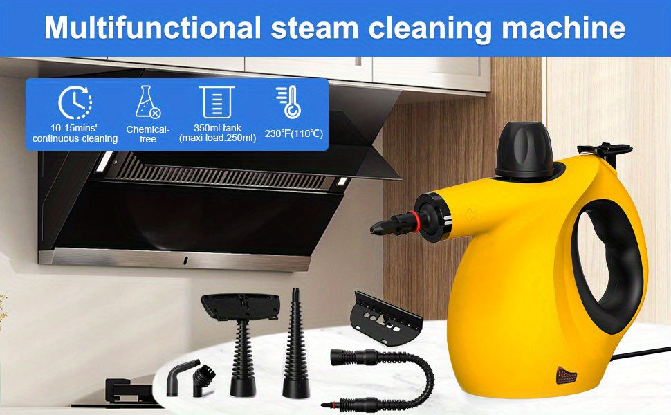Handheld Steam Cleaner, Portable Pressurized Multi-Surface Steamer with 12pcs Accessory, Multi-Purpose Steam Cleaner for Floor, Windows, Upholstery, Kitchen, Couch, Car Seats
