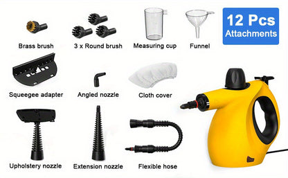 Handheld Steam Cleaner Portable Pressurized Multi-Surface – 12-Piece Accessory Kit for Floor, Windows, Upholstery, Kitchen, Couch & Car Seats