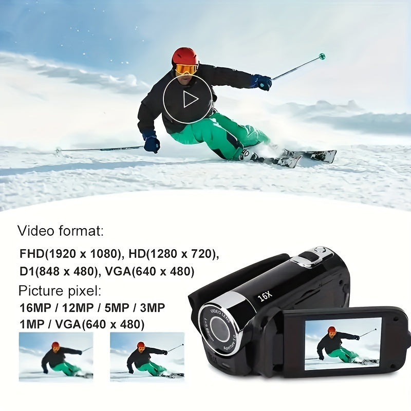 Latest 270° LED Flip Screen Digital Camera | Camera for Photography (cameras, Camaras Fotograficas): 16x Zoom, 1080P Full HD, 2.7" Display, HD Wide Angle Lens. Perfect for Outdoor Shooting, One-Touch Photo Upload to Phone, 2-in-1 Camera & Camcorder