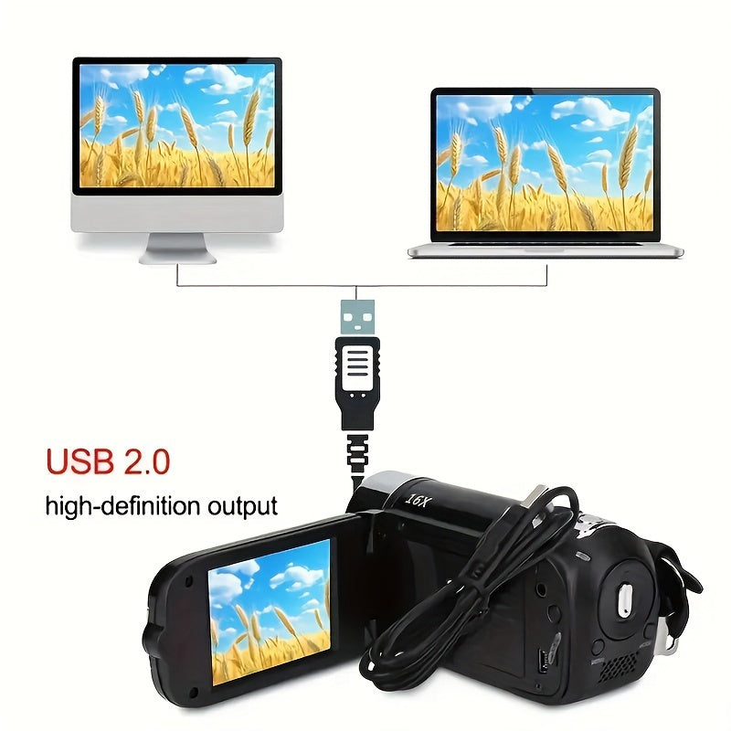 Latest 270° LED Flip Screen Digital Camera | Camera for Photography (cameras, Camaras Fotograficas): 16x Zoom, 1080P Full HD, 2.7" Display, HD Wide Angle Lens. Perfect for Outdoor Shooting, One-Touch Photo Upload to Phone, 2-in-1 Camera & Camcorder