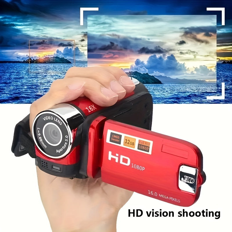 Latest 270° LED Flip Screen Digital Camera | Camera for Photography (cameras, Camaras Fotograficas): 16x Zoom, 1080P Full HD, 2.7" Display, HD Wide Angle Lens. Perfect for Outdoor Shooting, One-Touch Photo Upload to Phone, 2-in-1 Camera & Camcorder