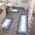 Bathroom Rugs Sets 3 Piece, Non Slip Ultra Soft Bath Mats, Absorbent Microfiber Plush Bath Rugs with U-Shaped Contour Toilet Mat Machine Washable