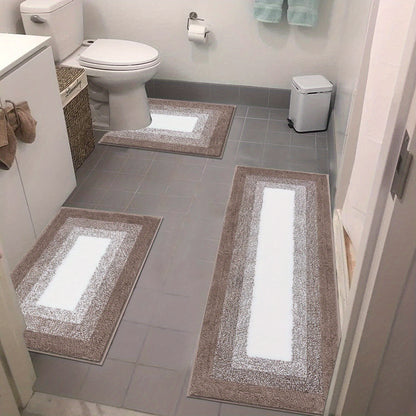 Bathroom Rugs Set 3 Piece Non Slip Ultra Soft Microfiber Bath Mats - Absorbent Plush Bath Rugs with U-Shaped Contour Toilet Mat, Machine Washable