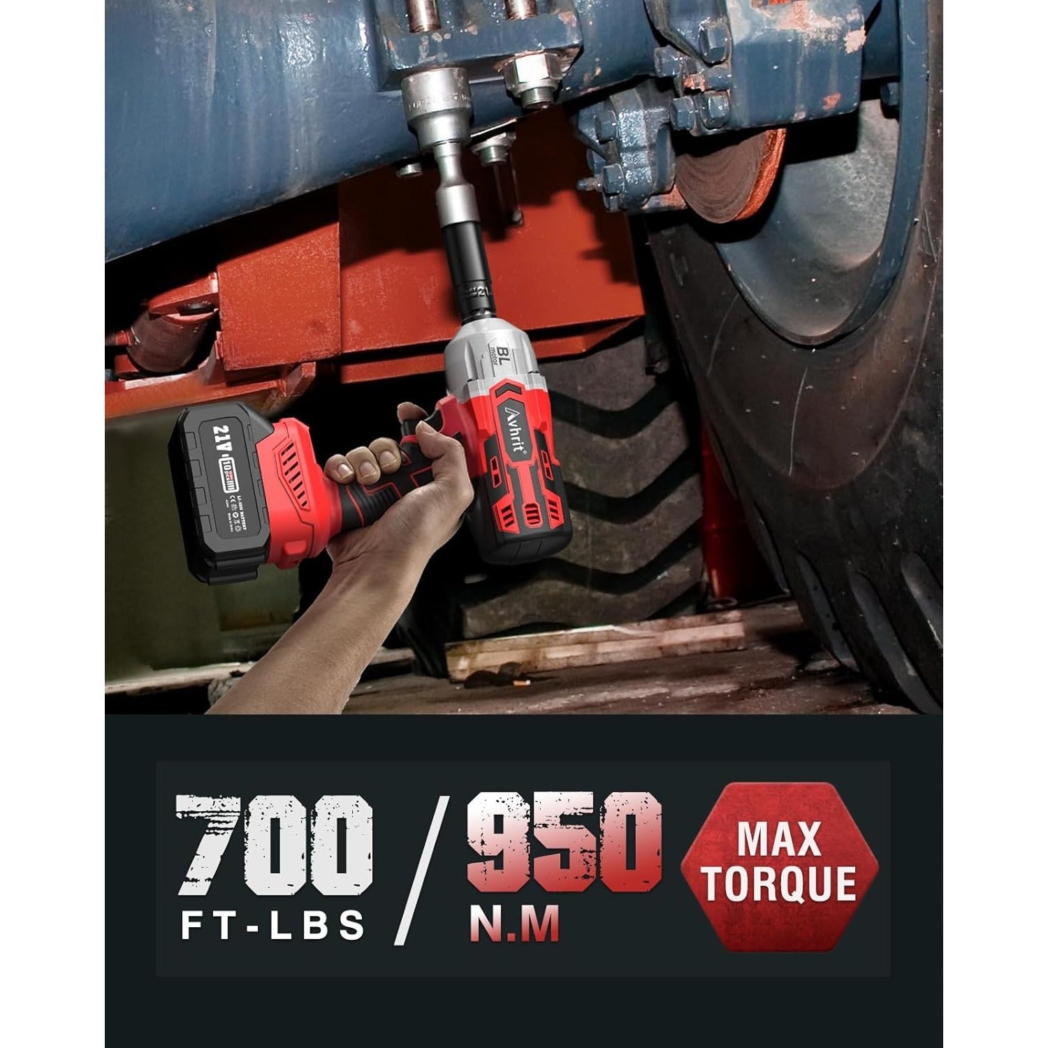 Uncovered 950N.M (700Ft-Lbs) Impact Wrench, 1/2 High Torque Electric Impact Gun W/ 2 X 4000Mah Battery, Fast Charger And 4 Sockets, Power Impact Driver for Car Tires Truck, a Great Holiday Gift for Husbands And Fathers