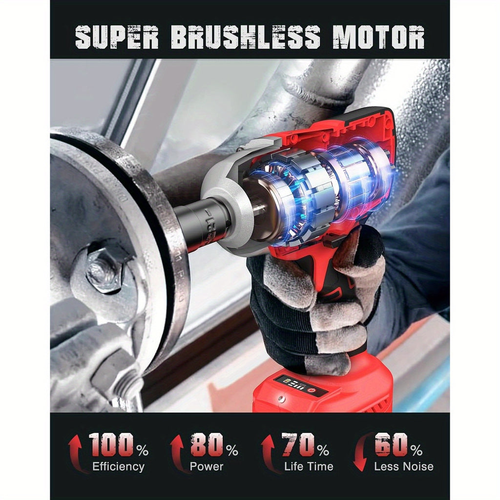 Uncovered 950N.M (700Ft-Lbs) Impact Wrench, 1/2 High Torque Electric Impact Gun W/ 2 X 4000Mah Battery, Fast Charger And 4 Sockets, Power Impact Driver for Car Tires Truck, a Great Holiday Gift for Husbands And Fathers