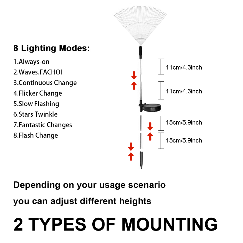 520LED Solar Garden Lights Solar Firework Lights, 8Mode Lighting Solar Lights Outdoor Intelligent Light Smart Sensor Switch for Garden Patio Walkway Pathway Party Wedding Decorative 420/280/90LED