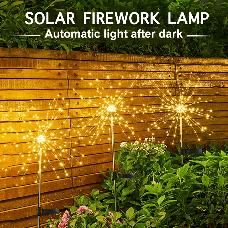 520LED Solar Garden Lights Solar Firework Lights, 8Mode Lighting Solar Lights Outdoor Intelligent Light Smart Sensor Switch for Garden Patio Walkway Pathway Party Wedding Decorative 420/280/90LED