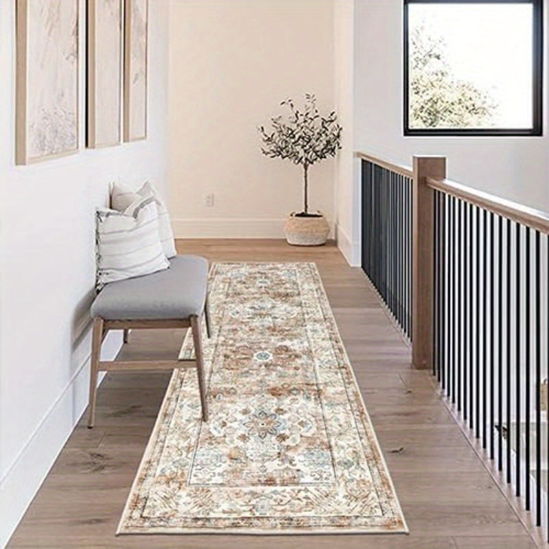 Washable Boho Runner Rug with Non-Slip Rubber Backing – Soft Farmhouse Hallway Carpet for Entryway, Kitchen, Laundry Room & Bathroom | Multiple Sizes | ShopVora CA