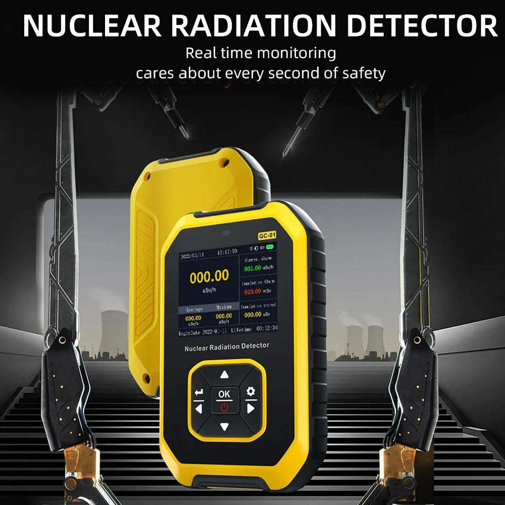 Geiger Counter Nuclear Radiation Detector - Radiation Dosimeter with LCD Display, Portable Handheld Beta Gamma X-ray Rechargeable Radiation Monitor Meter, 5 Dosage Units Switched