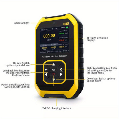 Geiger Counter Nuclear Radiation Detector with LCD Display & 5 Dosage Units – Portable Handheld Radiation Dosimeter for Beta Gamma X-Ray Detection, Rechargeable Radiation Monitor Meter | ShopVora CA