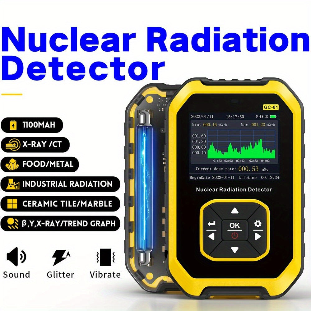 Geiger Counter Nuclear Radiation Detector with LCD Display & 5 Dosage Units – Portable Handheld Radiation Dosimeter for Beta Gamma X-Ray Detection, Rechargeable Radiation Monitor Meter | ShopVora CA
